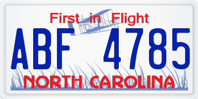 NC license plate ABF4785