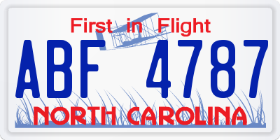 NC license plate ABF4787