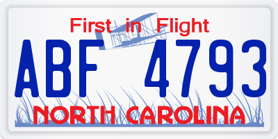 NC license plate ABF4793