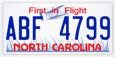 NC license plate ABF4799