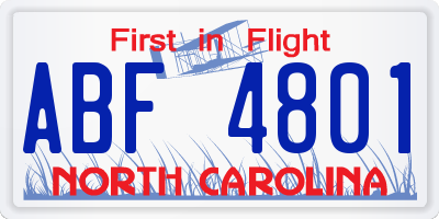 NC license plate ABF4801