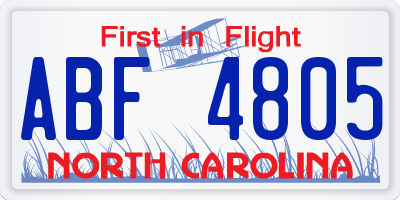 NC license plate ABF4805