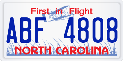 NC license plate ABF4808
