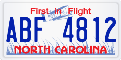 NC license plate ABF4812