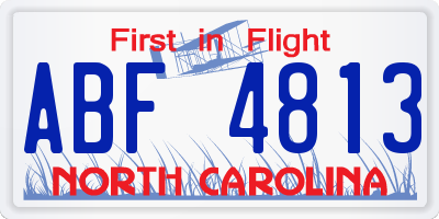 NC license plate ABF4813
