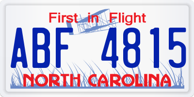 NC license plate ABF4815