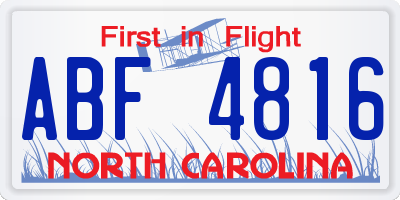 NC license plate ABF4816