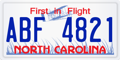 NC license plate ABF4821