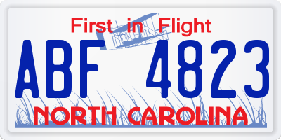 NC license plate ABF4823