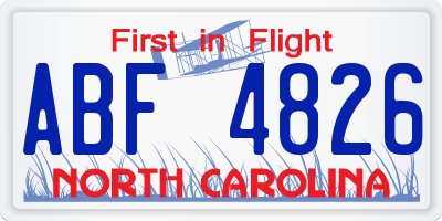 NC license plate ABF4826