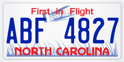 NC license plate ABF4827