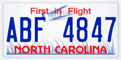 NC license plate ABF4847