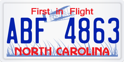 NC license plate ABF4863