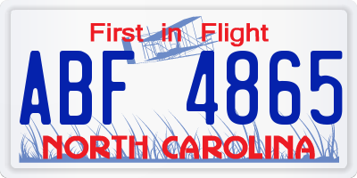 NC license plate ABF4865