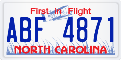 NC license plate ABF4871