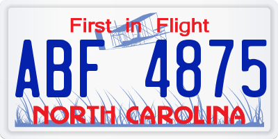 NC license plate ABF4875