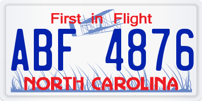 NC license plate ABF4876