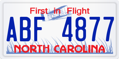 NC license plate ABF4877