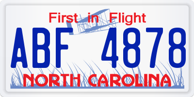 NC license plate ABF4878