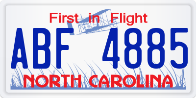 NC license plate ABF4885