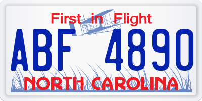 NC license plate ABF4890