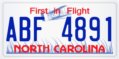 NC license plate ABF4891