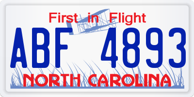 NC license plate ABF4893