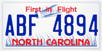 NC license plate ABF4894