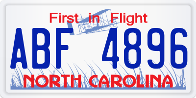 NC license plate ABF4896