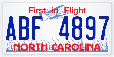 NC license plate ABF4897