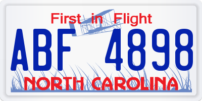 NC license plate ABF4898