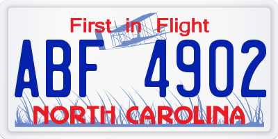 NC license plate ABF4902