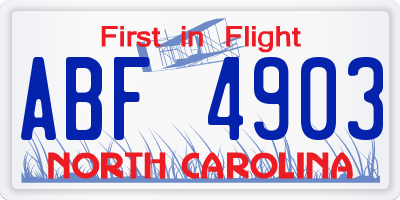 NC license plate ABF4903