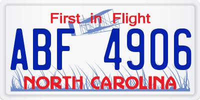 NC license plate ABF4906