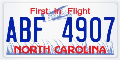 NC license plate ABF4907