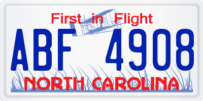 NC license plate ABF4908