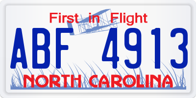 NC license plate ABF4913