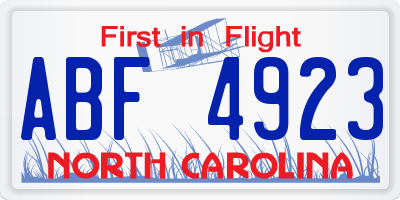 NC license plate ABF4923