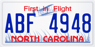 NC license plate ABF4948