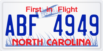 NC license plate ABF4949