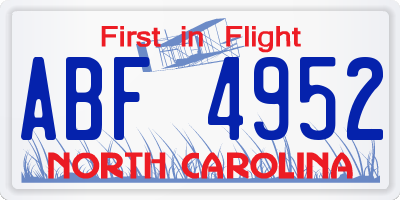 NC license plate ABF4952