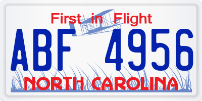 NC license plate ABF4956