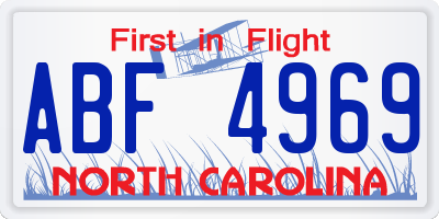 NC license plate ABF4969