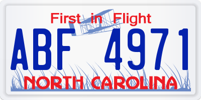 NC license plate ABF4971