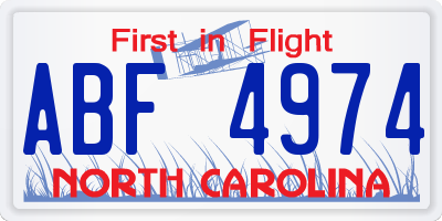 NC license plate ABF4974