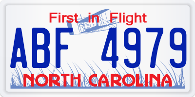 NC license plate ABF4979