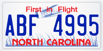 NC license plate ABF4995