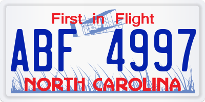 NC license plate ABF4997