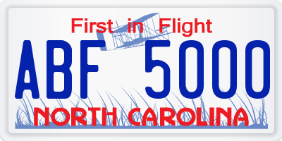 NC license plate ABF5000