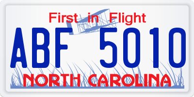 NC license plate ABF5010